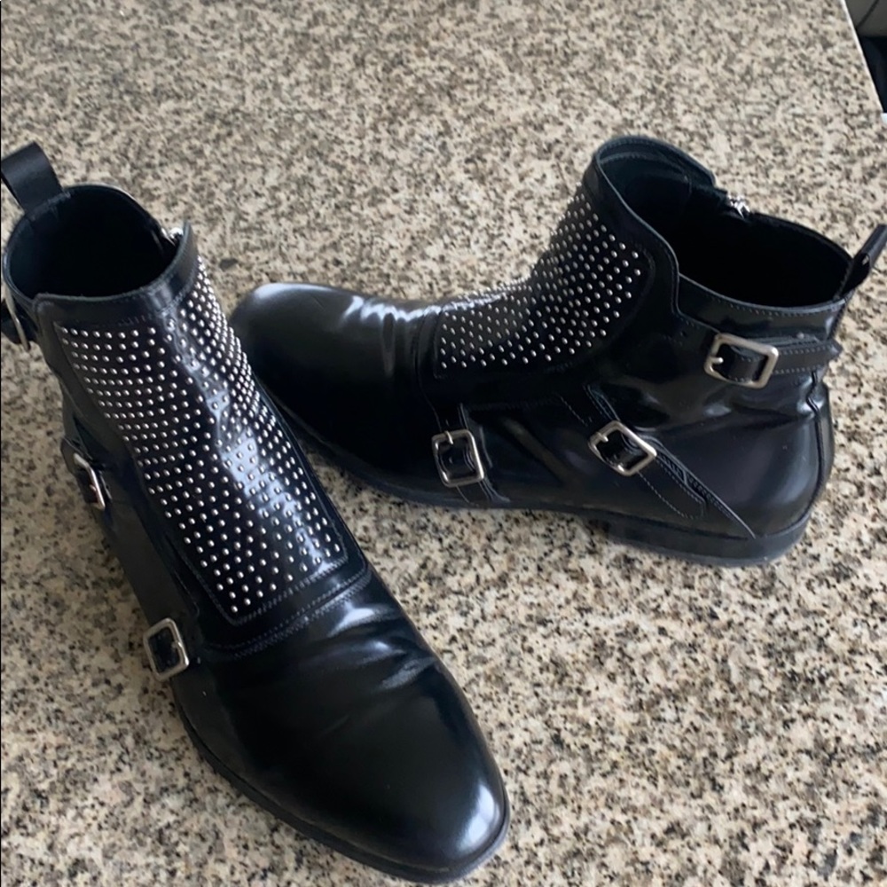 Alexander McQueen Leather Studded Boots size 45